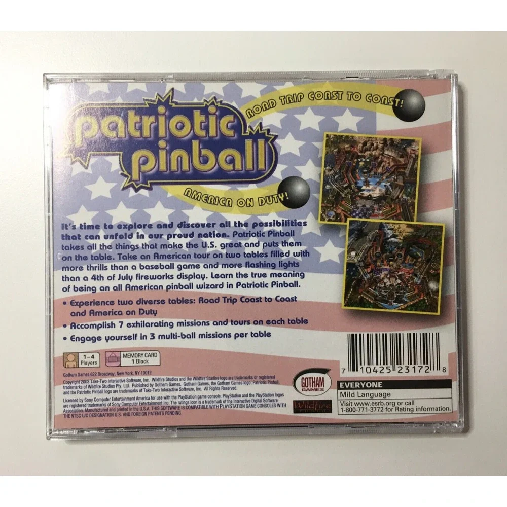 Patriotic Pinball PS1 (Sony PlayStation 1, 2003) Box & Manual Only, No Game Disc